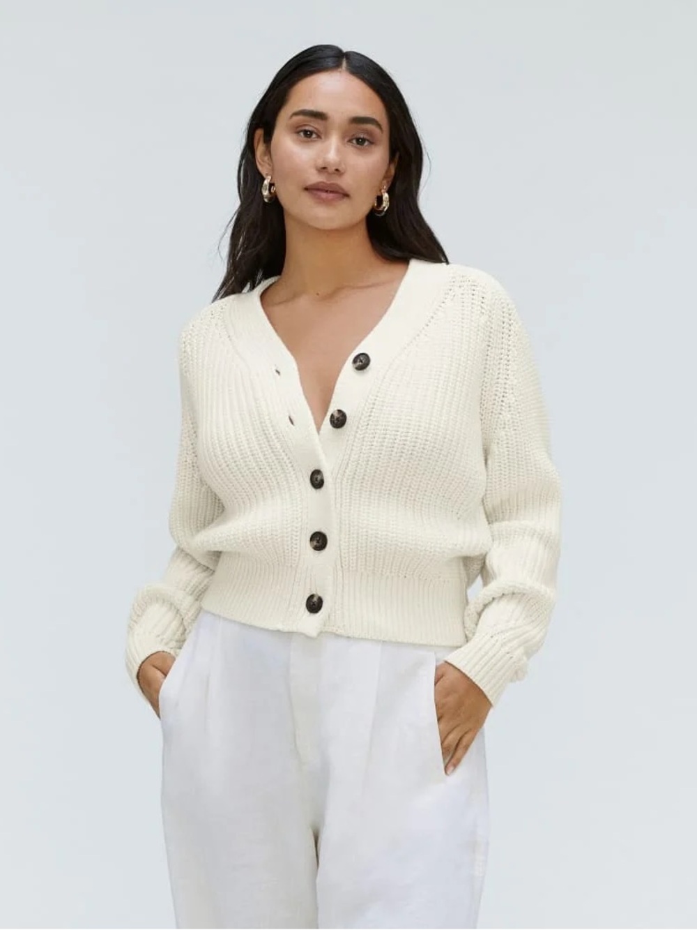 Everlane The Texture Cotton Cardigan - White